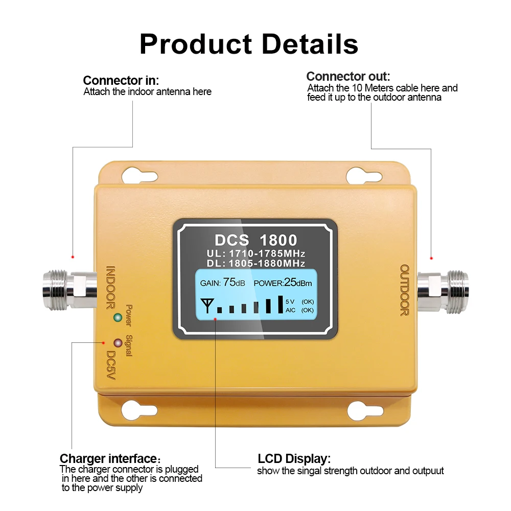 Gsm Lte 1800 усилитель ЖК дисплей 70dB усиление 2g 4g LTE Усилитель сотового телефона DCS 1800MHz
