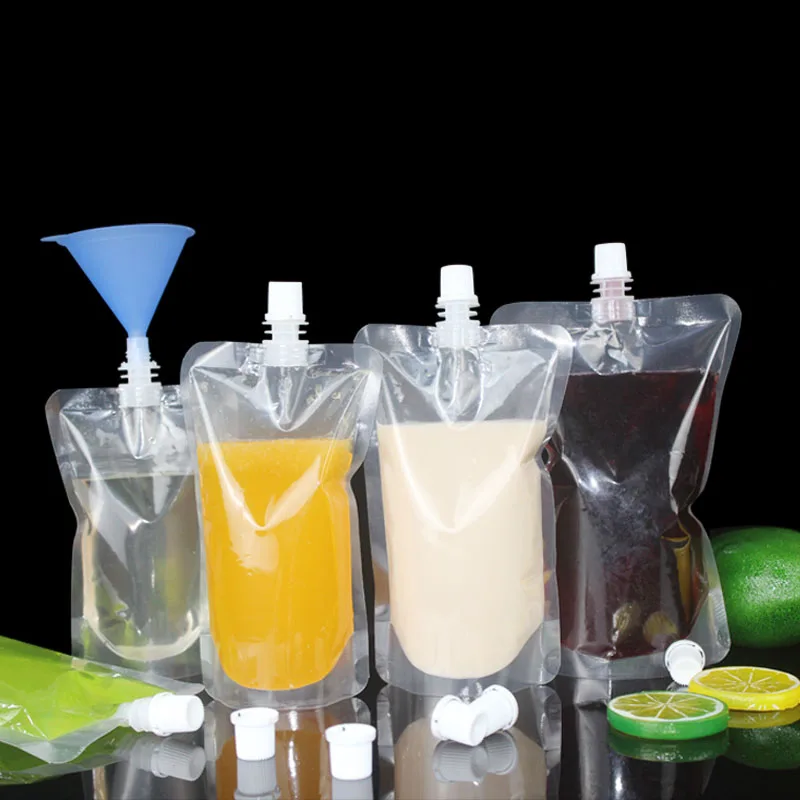 

100pcs 100ml-500ml Stand up Packaging Bags Drink Spout Storage Pouch for Beverage Drinks Liquid Juice Milk Coffee Packaging Bag