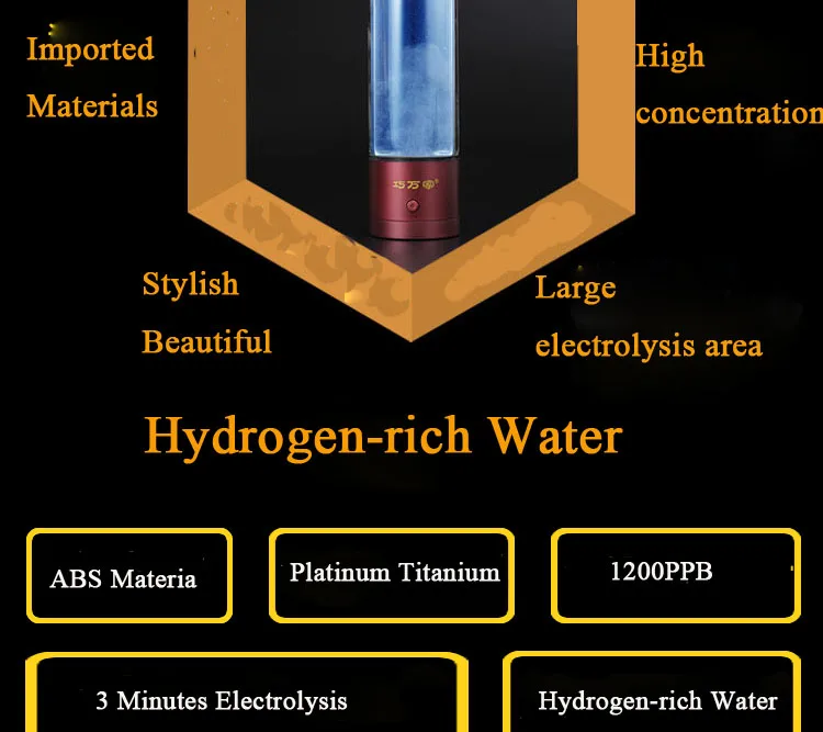 USB Hygrogen богат бутылка для воды Быстрый электролиз генератор водорода ионизатор чашки щелочной воды 350 мл супер антиоксиданты