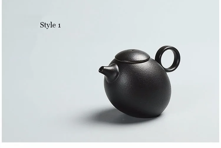 Креативные черные керамические чайники ручной работы, винтажный керамический чайник, китайский чайный набор кунг-фу, чайник, посуда для напитков