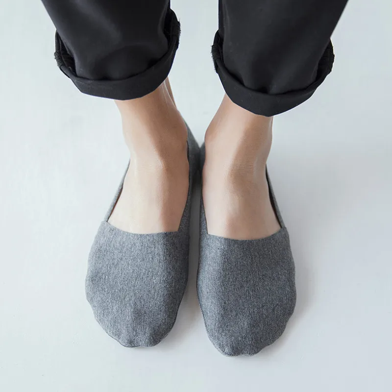 5 Pair Mens Socks 100 Cotton High Quality Male Silicone Non-slip Boat Socks Seamless Invisible Happysocks 24