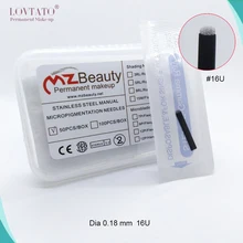 Татуажные иглы 50 шт. диаметр 0,18 мм 16-контактный диагностический U Форма игла для микроблейдинга крайне тонкий Tebori Ручка иглы лезвие 3d бровей Руководство
