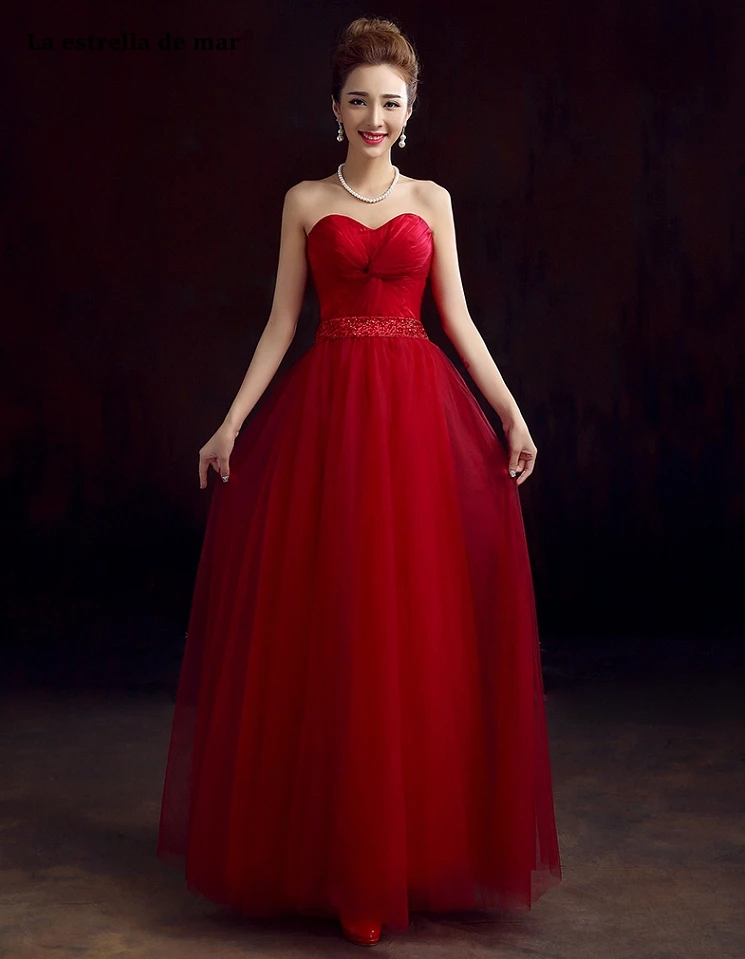 Robe demoiselle d'honneur2019 V образным вырезом бисером без рукавов сексуальный в виде сердца свадебное платье без рукавов shouldera Линия Фиолетовый Красный Черный нарядное платье с длинными