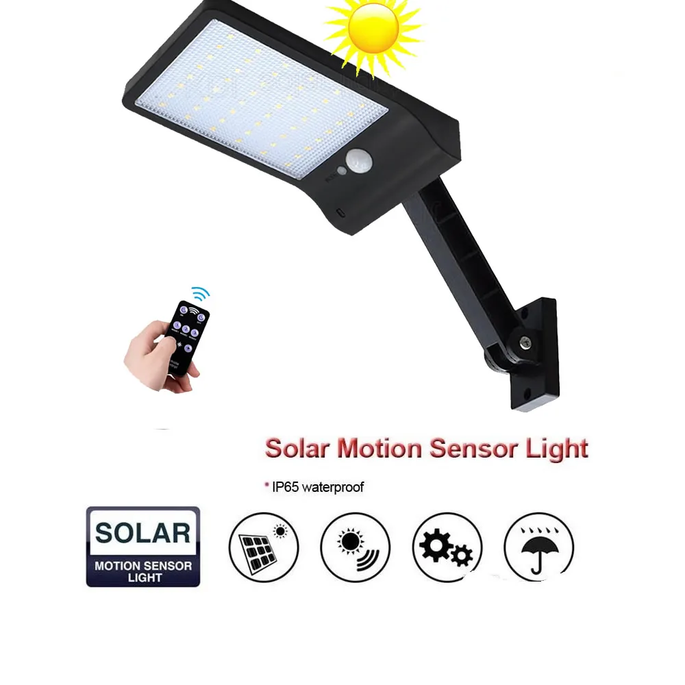 

remote control rotate bracket solar street light 48 LED Solar Light Three Modes Black White Waterproof Outdoor Garden Wall Fence