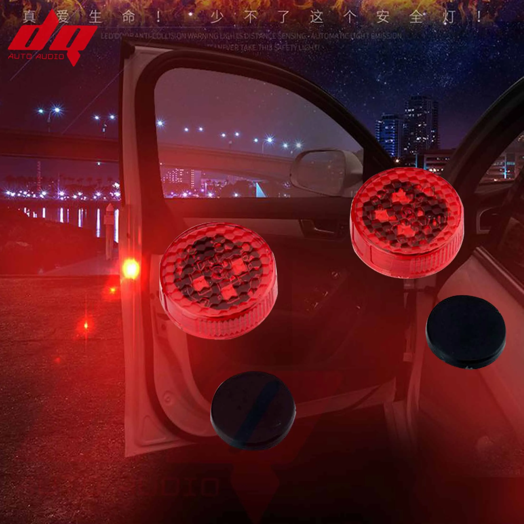 

2pcs General Universal Car Door Opening Warning LED lamp safely Flash Light Kit Wireless Anti-collid