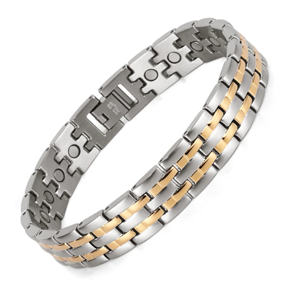 Rainso, полный магнитный браслет, мужской дизайн, нержавеющая сталь, ювелирное изделие, шарм, серебряные, золотые браслеты на запястье для здоровья, браслет - Окраска металла: bracelet