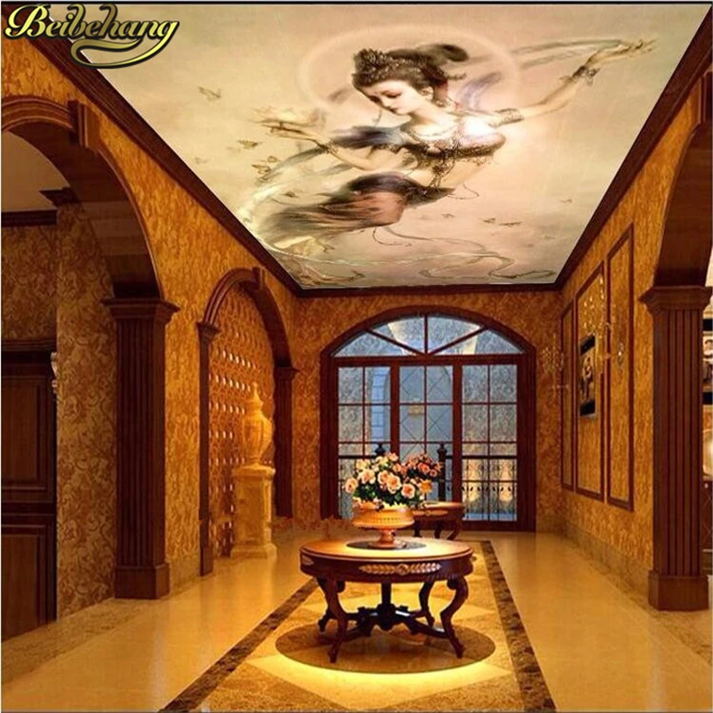 beibehang 3d photo wallpaper Living room entrance background Feitian pictures fairy bedroom ceiling mural wallpaper wall mural