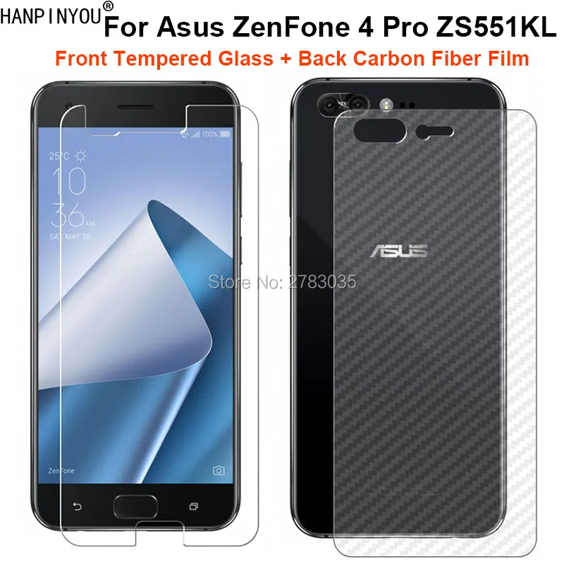Для Asus ZenFone 4 Pro ZS551KL 5 &quot2 шт. = мягкая задняя пленка из углеродного волокна +