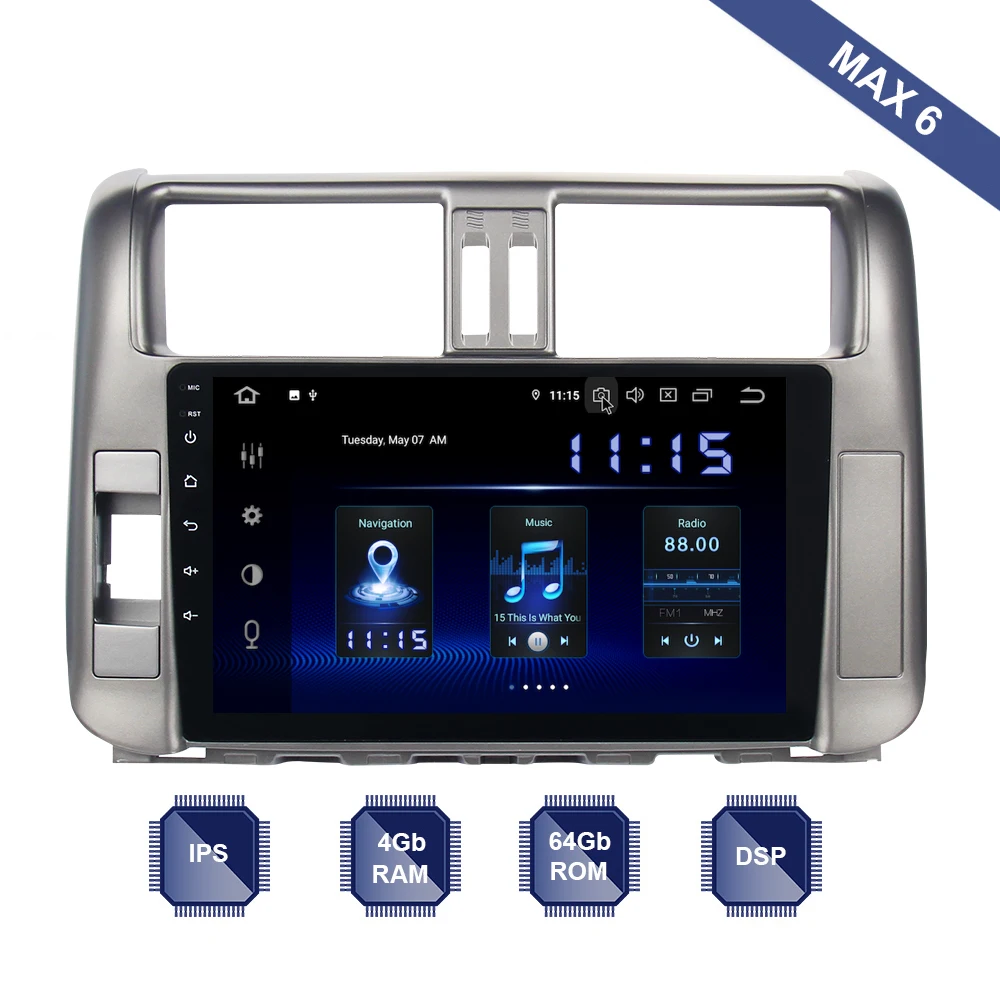 Android 9,0 Автомагнитола 2 Din gps Navi для Toyota prado 150 2010 2011 2012 2013 PX6 DSP ips HDMI выход 4 Гб+ 64 Гб RDS wifi RDS USB