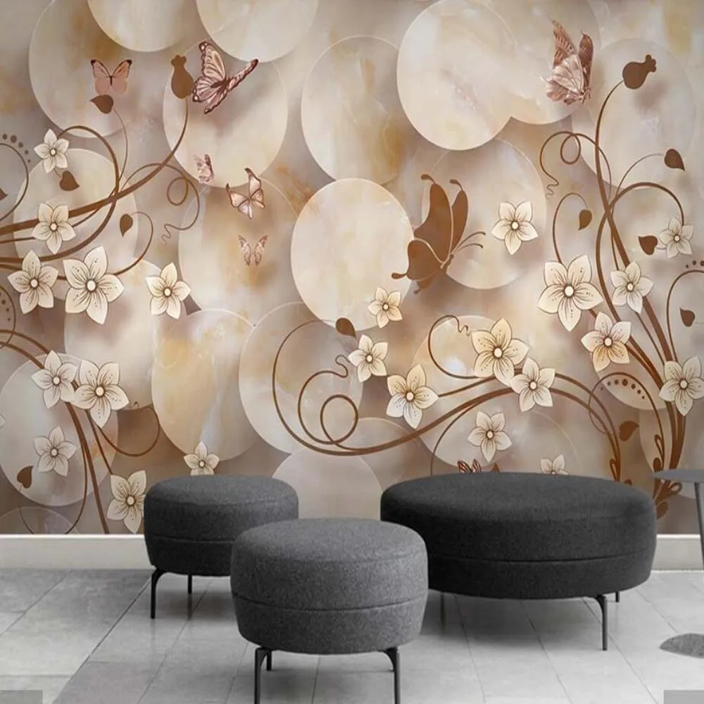 3D Butterfly Flower Wallpaper Mural Art Wall Decals HD ...