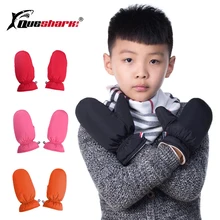 Зимние Детские теплые лыжные перчатки, белый утиный пух, детские спортивные перчатки без пальцев для мальчиков и девочек, водонепроницаемые толстые флисовые перчатки для сноуборда