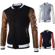 high-quality fashion men’s eather long sleeve jacket stitching single-breasted casual sweater men star cardigan slim coat