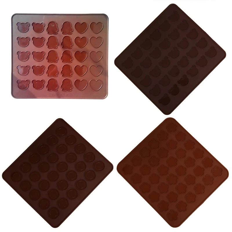 

Silicone Macarons Mat Bear Silicone Biscuit Cake Baking Mold Penguin Heart Macaron Bakeware Pad Pastry Cake Oven Mats