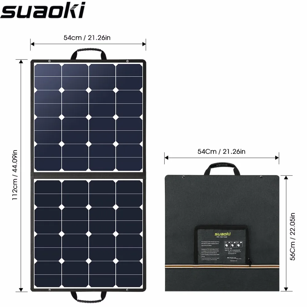 

Suaoki 100W 18V 12V Solar Panel Charger Portable Foldable Solar Power Cell with Dual Output 5V/2A 18V/5A for Smartphones Laptops
