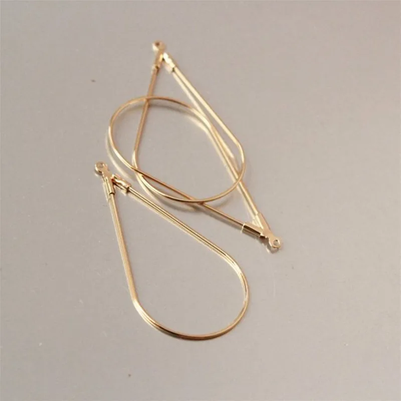 

2pcs Big Gold Blank Earring Teardrop Hoop Component,Anti Tarnish Earring Findings,Size 40mmx23mm