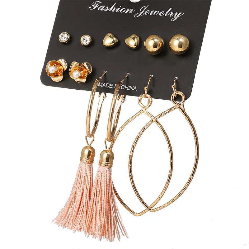 IF YOU, серьги-гвоздики с длинной кисточкой цвета розового золота, модные круглые серьги из нержавеющей стали для женщин, ювелирное изделие, подарок - Окраска металла: FLA1099