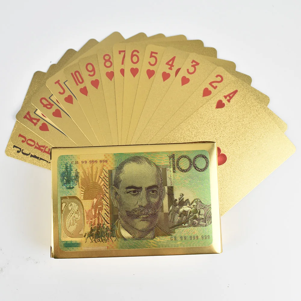 

Australian 100 Dollar Gold Playing Cards Plastic Cards Game Tool Cards For Friend