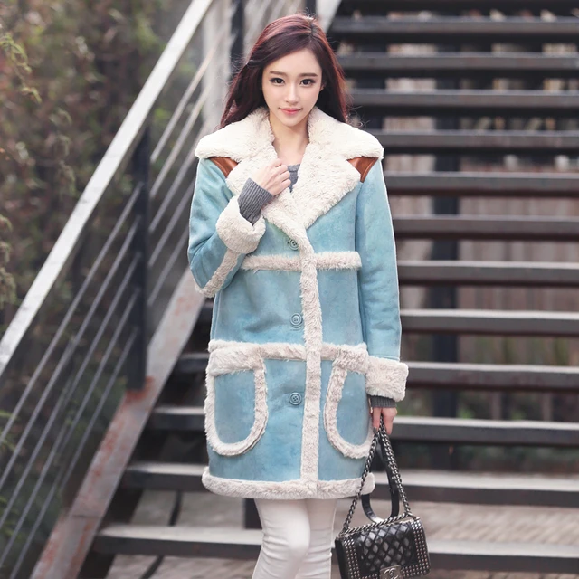 Cheap Top Quality! 1.6KG 2016 Winter Jacket Women's Parkas Three Color lambswool Medium Long Trundown Collar Coat Woman Outwear ZZ258