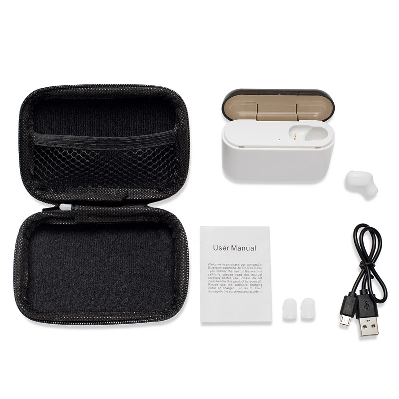 HaoXian, мини беспроводные Bluetooth наушники, водонепроницаемые стерео наушники, свободные руки, Спортивная гарнитура с зарядным устройством, внешний аккумулятор для телефона - Цвет: White