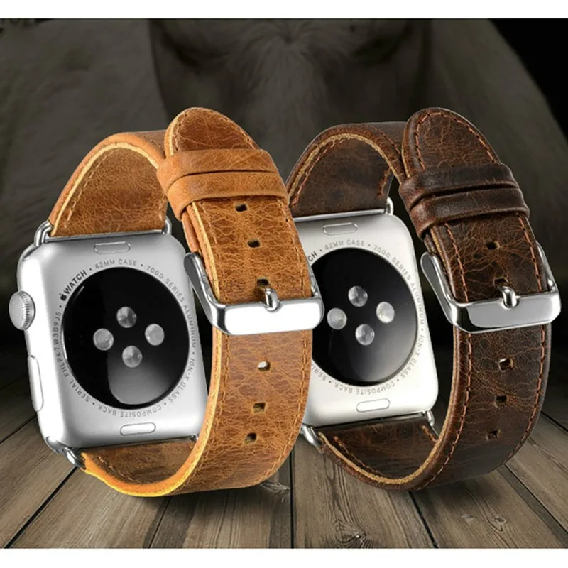 

Luxury Retro Band Strap Leather Bracelet Watchbands For Apple Watch Band Series 1 2 3 4 40mm 44mm 38mm 42mm Strap Man Watch Band