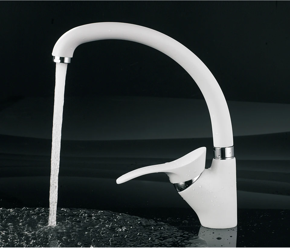 LEDEME Color Kitchen Faucet Mixer Water Tap Single Holder Single Hole Kitchen Faucets Spray Paint Rotation Rubinetto Cucina