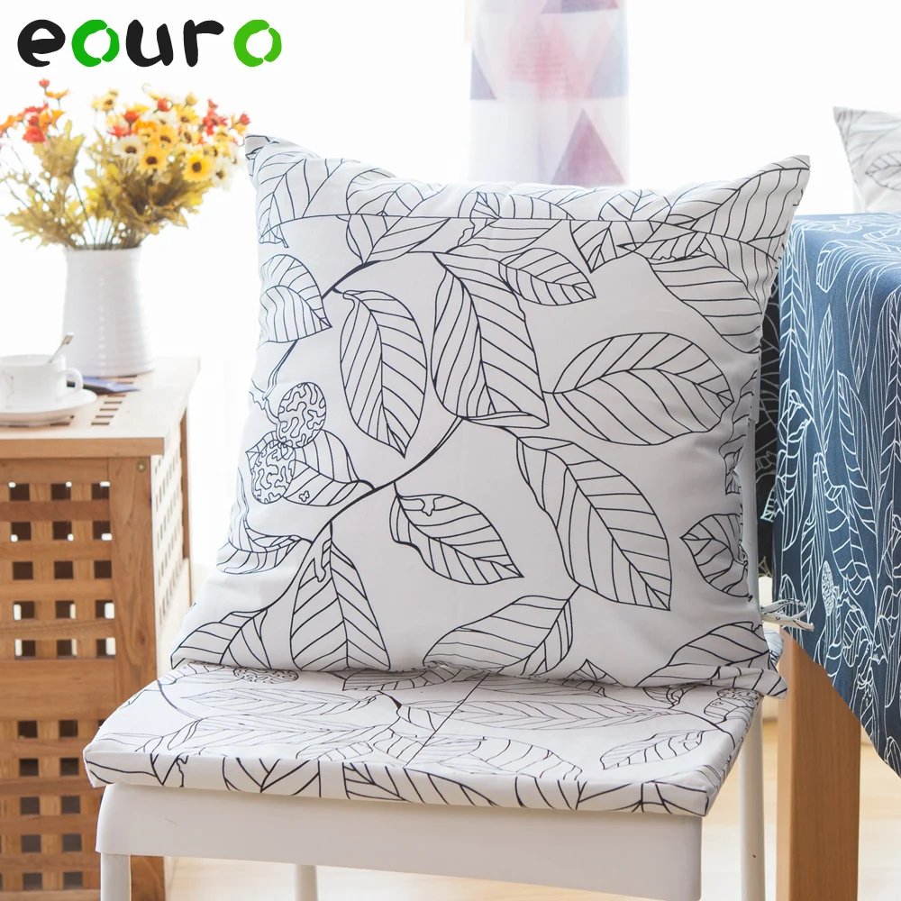 cotton cushion cover pillowcase black/white Leaves pattern cushion