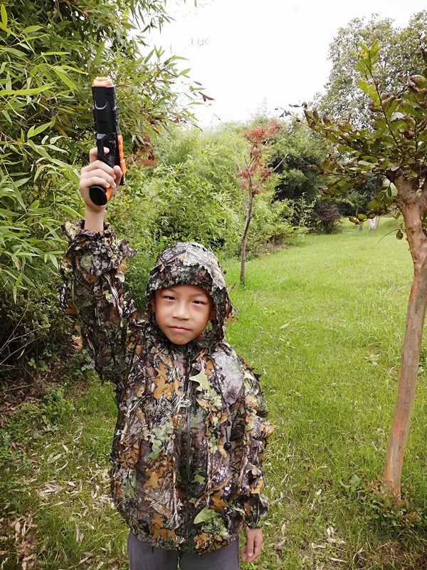 Children's new 3D leaf camouflage suit Geely suit Bird watching suit  Shooting camouflage Hunting clothes and pants