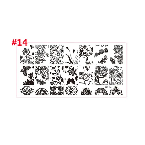 Кружевные цветы бабочки дизайн ногтей штамповки пластины 10 шт. из нержавеющей стали DIY штамп для маникюра трафареты - Цвет: 14