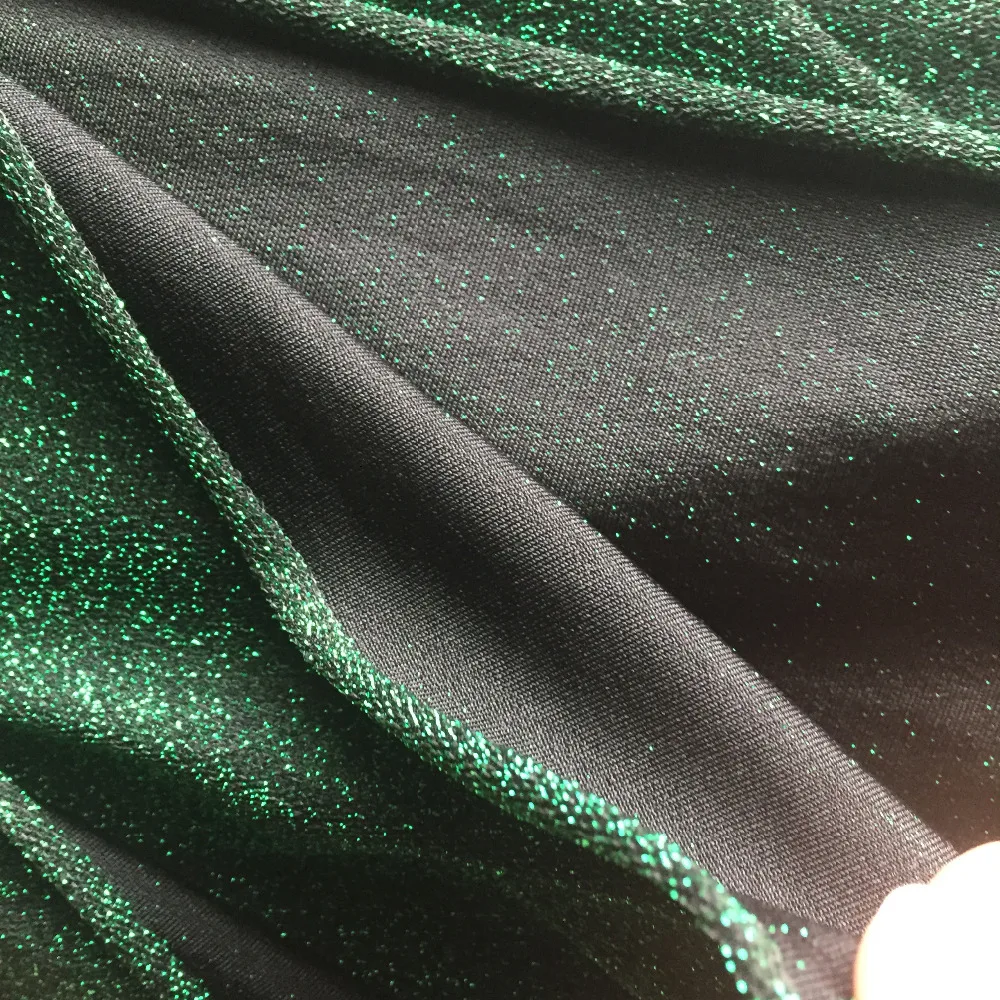 Высококлассное платье, модный материал одежды фиолетовый, зеленый, синий, золотой, серебристый Блестящий эластичный трикотаж и черный фон S0322L