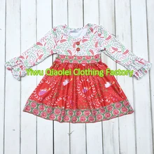 Wholesale christmas eve dresses for children boutique set girls cotton white top boutique fall christmas party dress