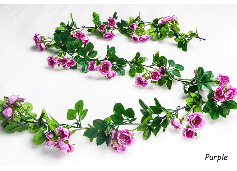 Flone Artificial Silk Rose Fake Flowers Vine Rattan 1.8m Roses Vine Wedding Patio Air Conditioning tube Home Wall Art Decoration (5)