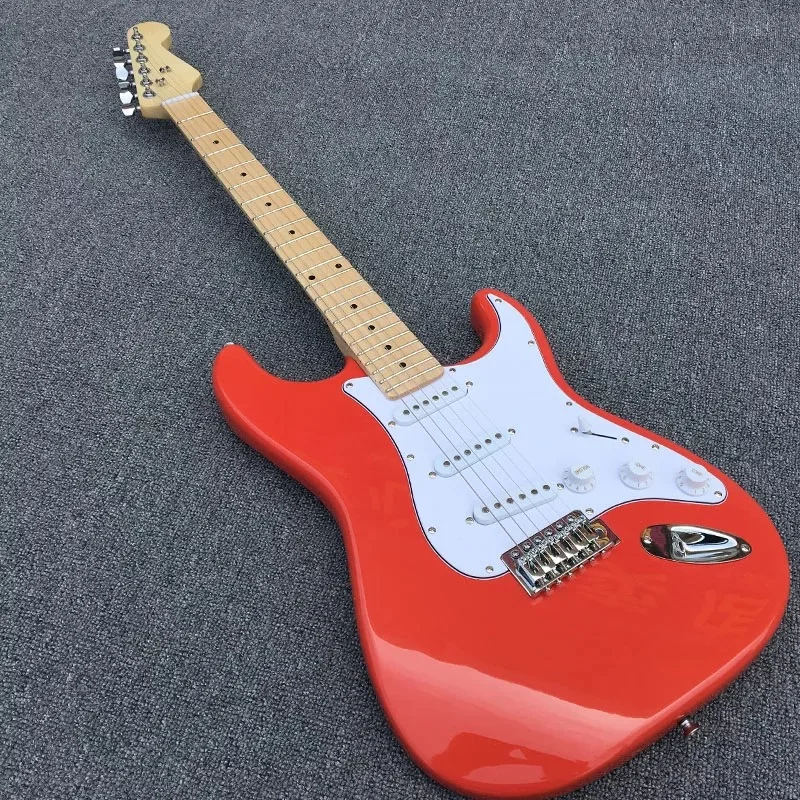 

Custom shop,ST red electric guitar,handwork 6 Strings Maple fingerboard guitarra,stratocastre gitaar.Real photos