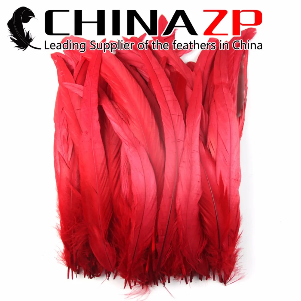 

CHINAZP Chicken Feather New Arrival 200 pieces/lot 25 to 30cm Beautiful Red Fully Dyed Cock Feathers Wholesale