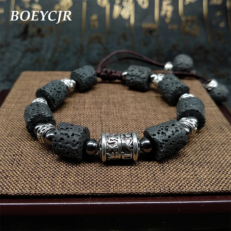 Мужской винтажный браслет BOEYCJR из сплава лавы с бусинами и медитацией|bracelets for|energy