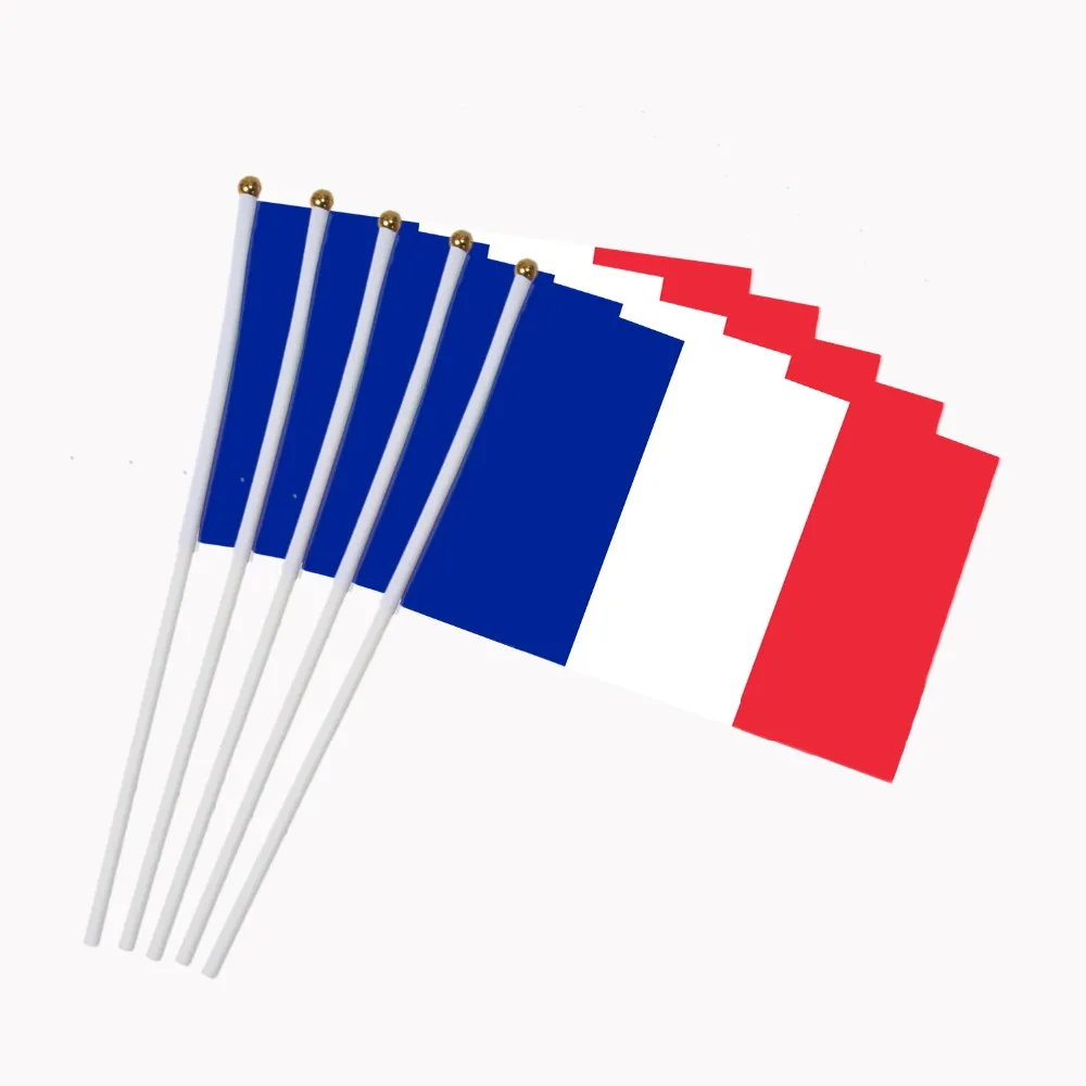 14x21 см 5 шт. Французский флаг ручные развевающиеся флаги с пластиковые флагштоки парад спорта украшения дома NN012