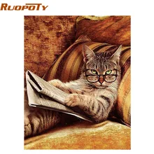 

RUOPOTY Cat Animals DIY Painting By Numbers Modern Handpainted Oil Painting Wall Art Picture Drop Shipping Paint By Numbers Gift