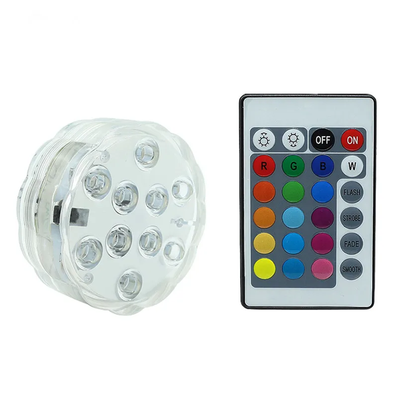 RGB 10 LED Pool Light Battery Powered Underwater Aquarium Light With