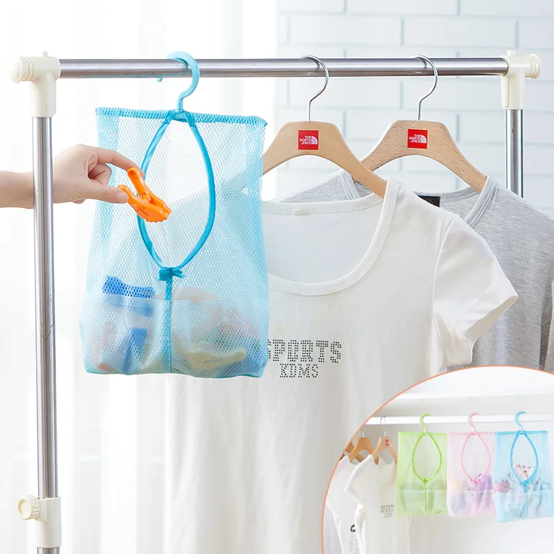 1Pcs Hang Mesh Bag Clothes Storage Laundry Bags Hanging Laundry Bag For