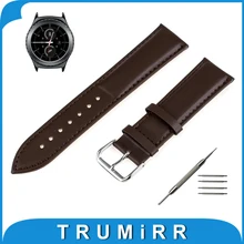 20mm correa de piel genuina para samsung gear s2 classic sm-r732/sm-r735 inteligente correa de reloj pulsera de la pulsera negro marrón
