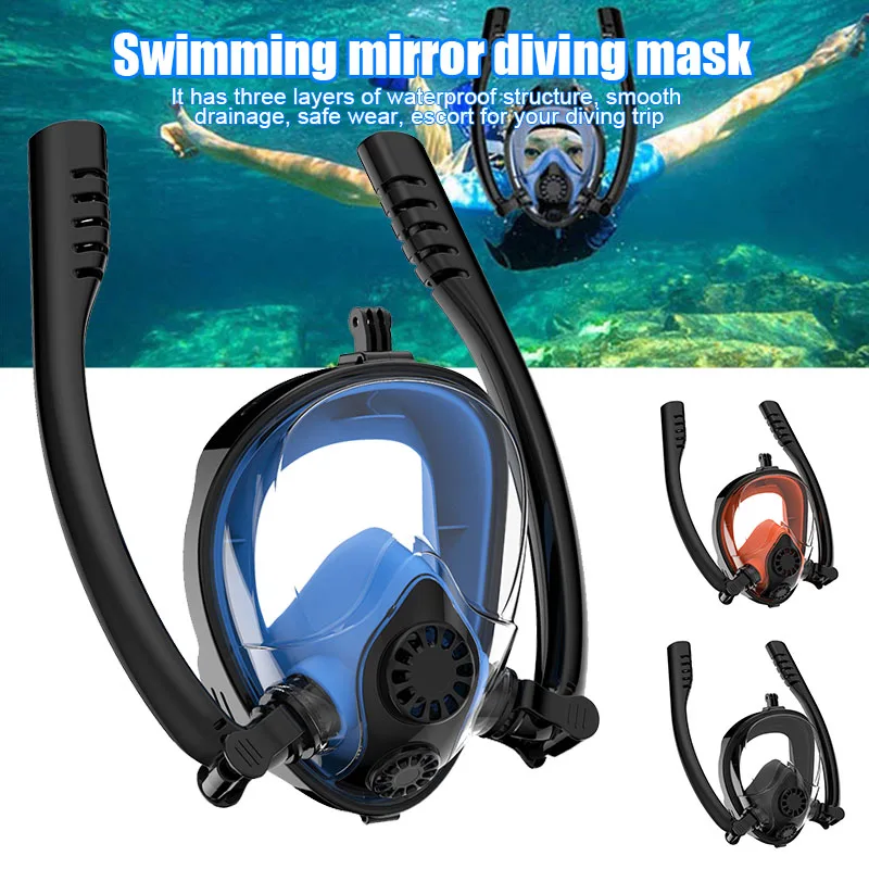 

Adult Swimming Snorkel Mask Anti-Fog Anti-Leak Clear Full Face Diving Snorkeling Mask EDF88