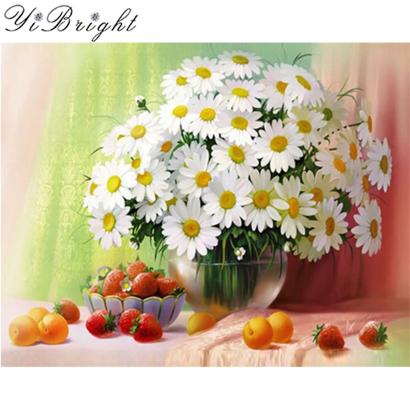 

5D diy diamond painting Daisy full pictures of square rhinestones diamond set of embroidery chrysanthemum paint of flowers YH