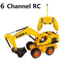 Electric toys,1:24 Wireless Excavator , 6 channel remote control, excavator truck,RC cars, free shipping