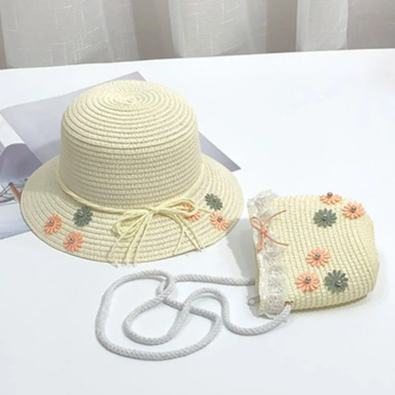 MAERSHEI для маленьких девочек соломенная шляпа от солнца Мода цветок лук милые дети пляжная шляпа детская шапочка маленькая сумка набор 4 цвета