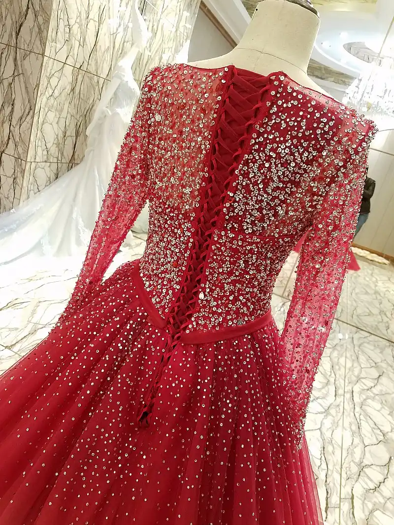 LS9 long sleeves evening gown corset back heavy beaded shiny A LS9 long sleeves evening gown corset back heavy beaded shiny A