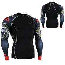 Мужская одежда для велоспорта с принтом черепа, длинные рукава, спортивные топы для бега, упражнения, одежда для активного отдыха, мужские облегающие велосипедные майки