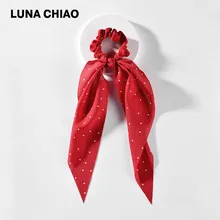 LUNA CHIAO Women Fashion Hair Bandanas Polka Dot Printed Fabric Ponytail Scarf for Head Wear LUNA CHIAO Women Fashion Hair Bandanas Polka Dot Printed Fabric Ponytail Scarf for Head Wear