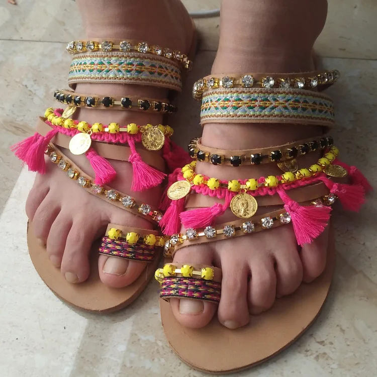 

Southeast Bohemia Summer Fashion Ladies Women Female Thong Sandals Flat Flip Flops Beach Casual Slides Slippers Mules Shoes 698