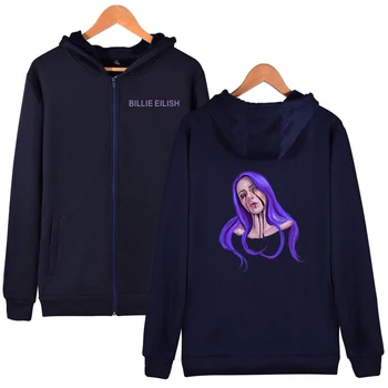 

Billie Eilish print cool Basic Hipster Street Hip Hop Winter Women/Men Zipper fashion comfortable kpop Zipper Hoodies Sweatshirt