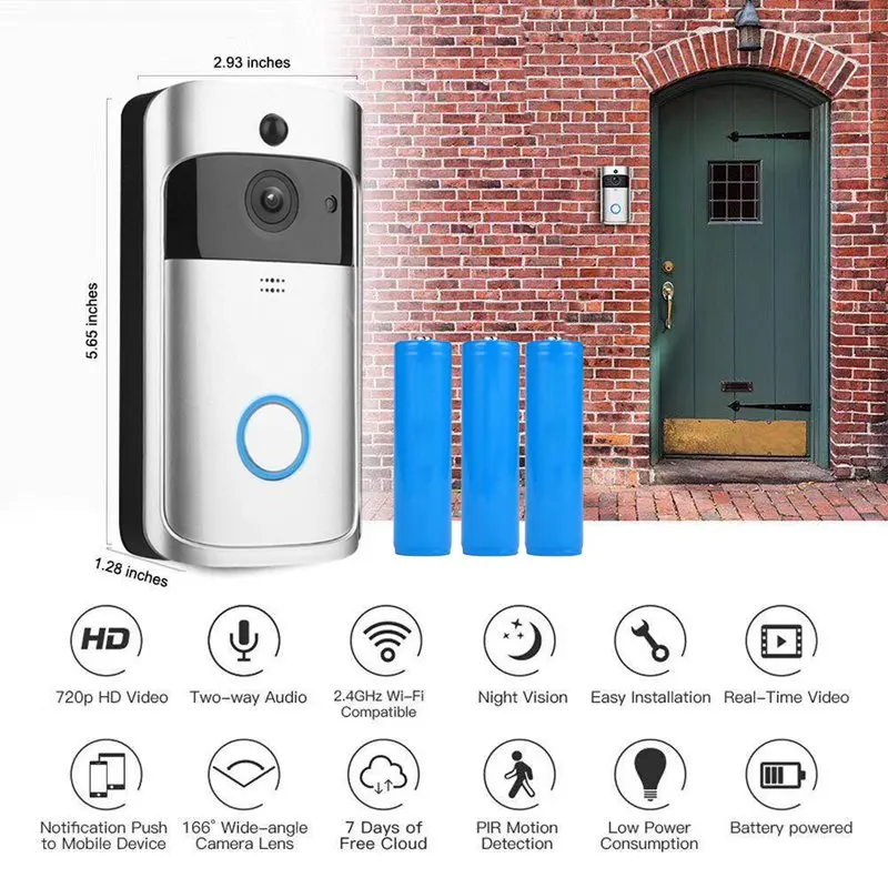 

HD 720P WiFi Video Camera IP Ring Door Bell Intercom Remote Infrared Night Vision Action Detection Wireless Doorbell