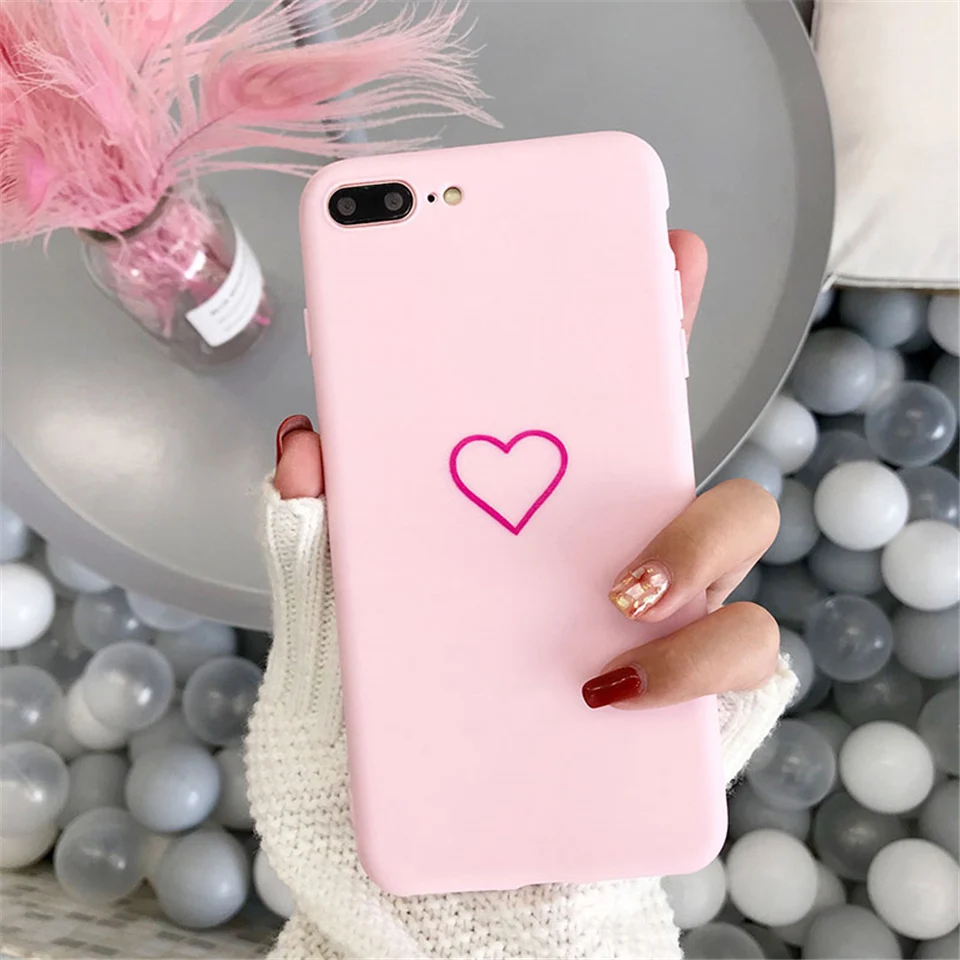 Lovebay милый чехол для телефона для iPhone 11 Pro 6 6s 7 8 Plus X XR XS Max милый мультфильм простое любовное сердечко Мягкий ТПУ задний чехол s